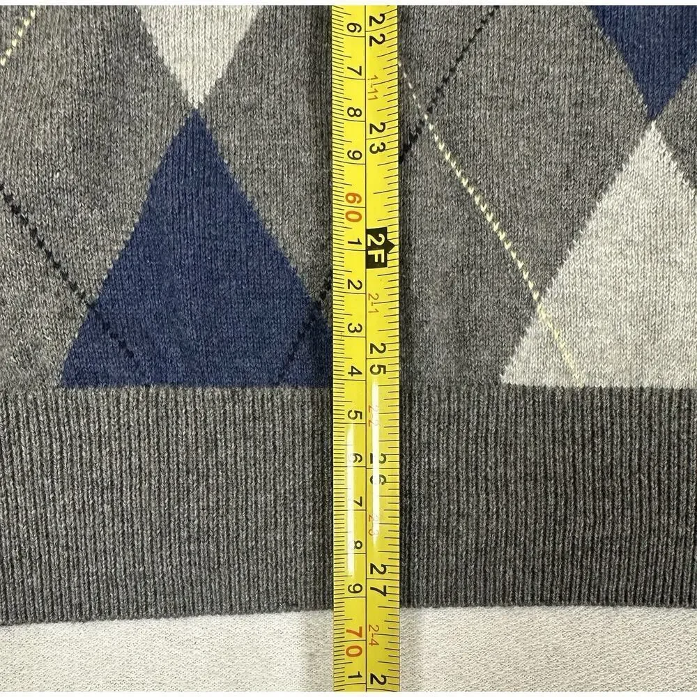 Brooks Brothers 346 Sweater Men's Size Large Cotton Cashmere Argyle Preppy Frat